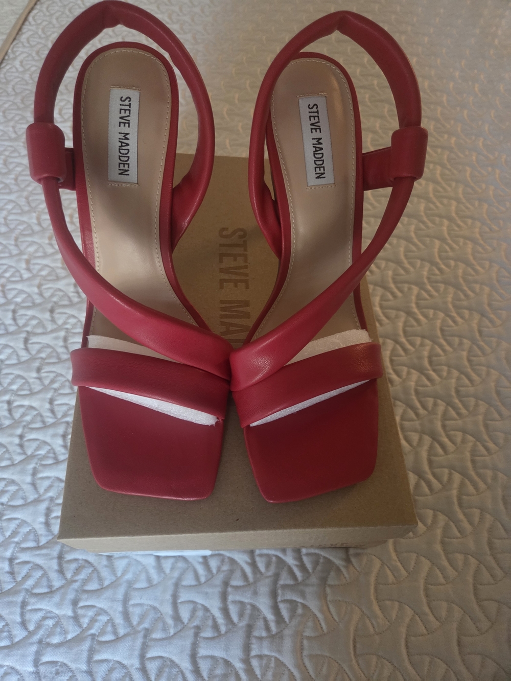 Steve Madden Sizzlin Red Strappy Square-Toe Heels - Picture 6 of 6